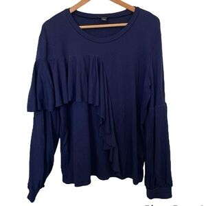 HALOGEN | Blue Sweatshirt with flare